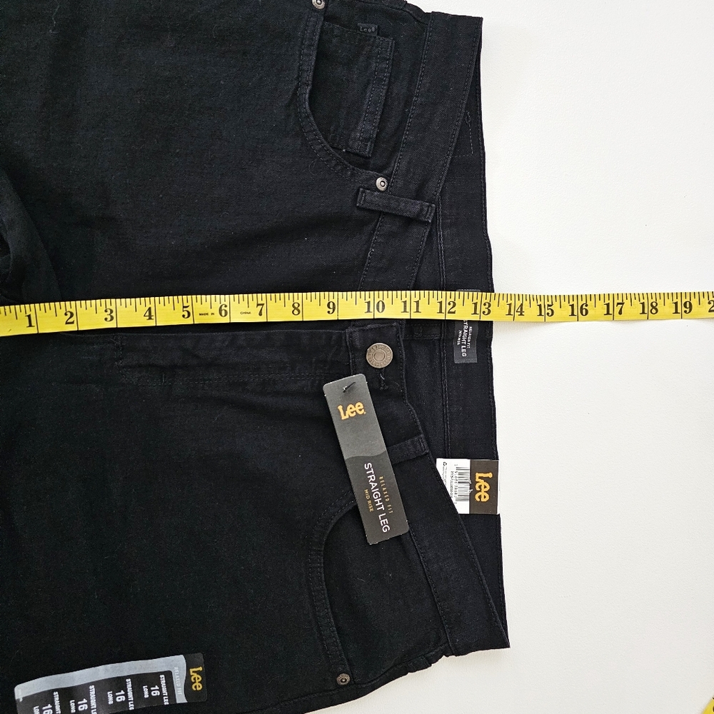Lee Women’s Relaxed Fit Straight Leg Jeans Black Onyx Size 16 Long Mid Rise NWT - Picture 11 of 14